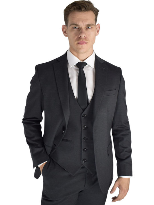 Costum Bărbătesc Cu Vestă Gri Antracit