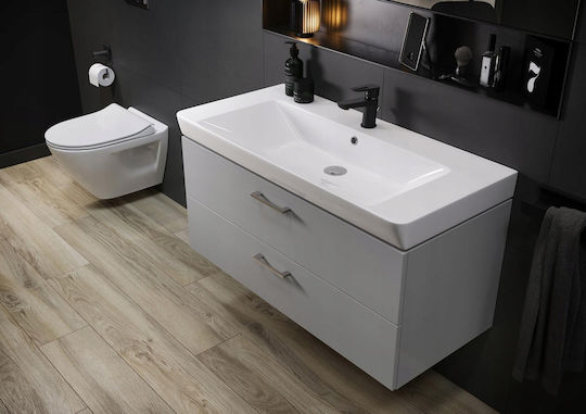 Cersanit White Ceramic Vessel Sink with Faucet 100x40cm