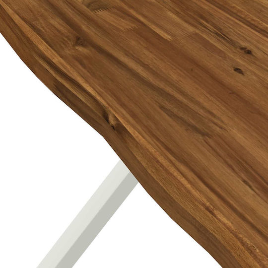 Square Dining Table Solid Wood & Metal Brown 70x70x75 cm