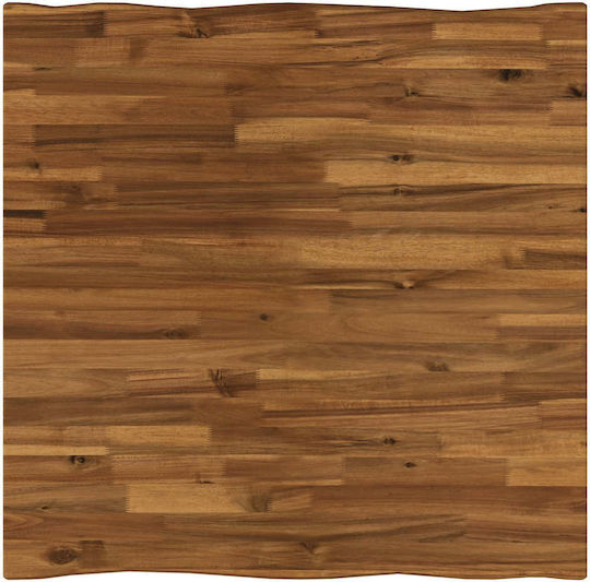 Square Dining Table Solid Wood & Metal Brown 70x70x75 cm
