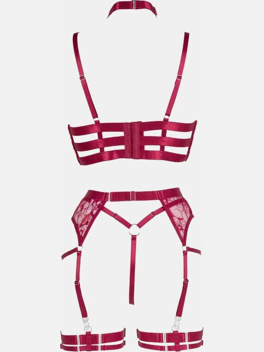 Decoro Set de Lenjerie Intimă din Dantelă cu Chiloți Clasici Bordeaux