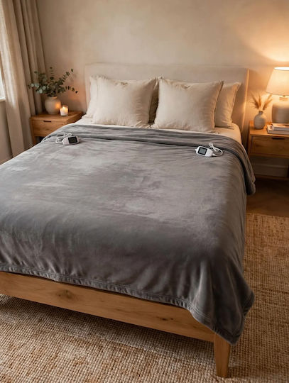Kraft World ELEB-160 Grey Double Washable Electric Blanket Grey 140W 180x160cm