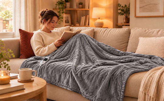 Kraft World TKSH-3 Grey Double Electric Blanket Washable Grey 280W 200x180cm