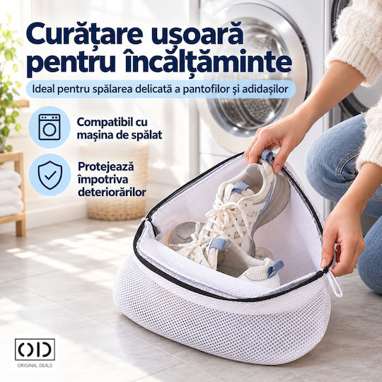 Sac de Spălare și Uscare pentru Pantofi cu Fermoar 42 X 24 X 24 Cm Alb din Poliester Original Deals