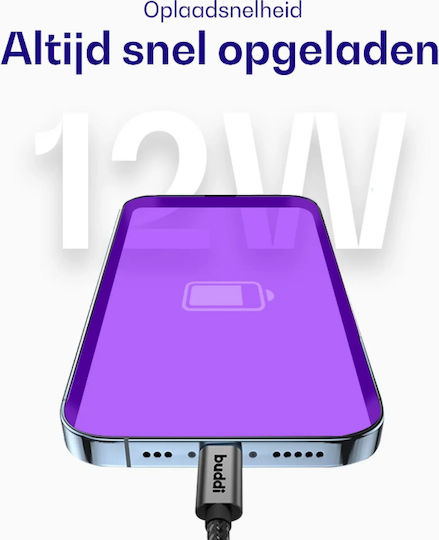 Buddi Flex USB-A към Lightning кабел 12 W Черен