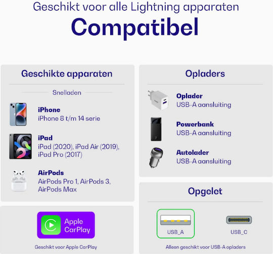 Buddi Flex USB-C to Lightning Cable 20W Μαύρο 5m