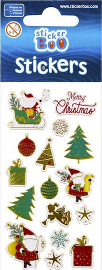 Sticker Boo Χριστουγεννιάτικα Αυτοκόλλητα με Σχέδιο Νιφάδων και Άγιου Βασίλη 66x180εκ.