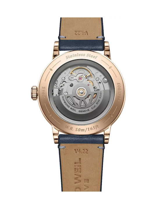 Men's Watch 39mm Automatic with Black Leather Strap