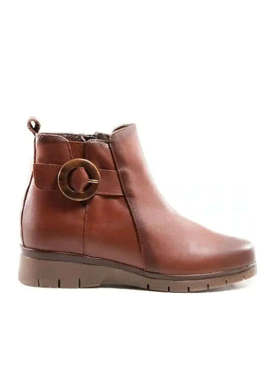 Braune Damen-Lederstiefeletten