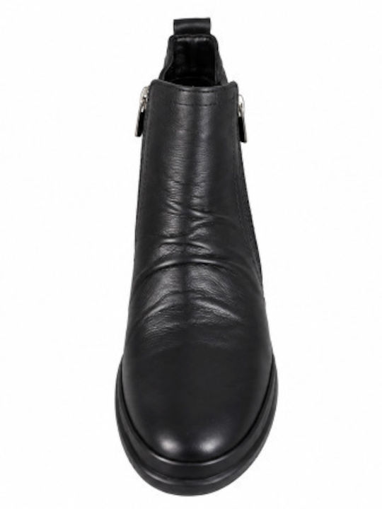 Damen Lederstiefeletten mit schwarzer Plattform