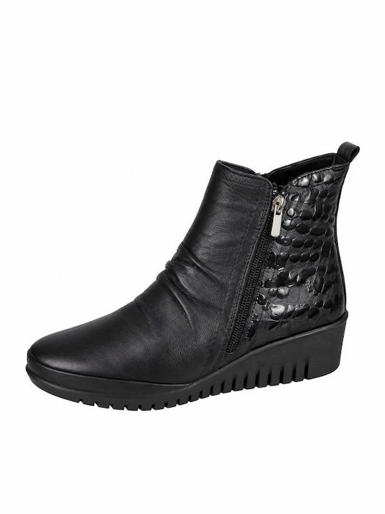 Damen Lederstiefeletten mit schwarzer Plattform