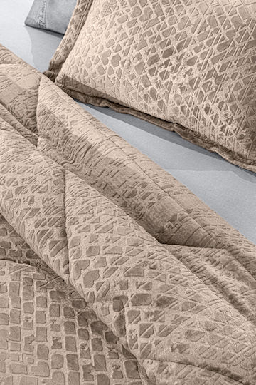 Guy Laroche Sherpa Comforter Set Single 160x240cm Surreal Natural 530 GSM