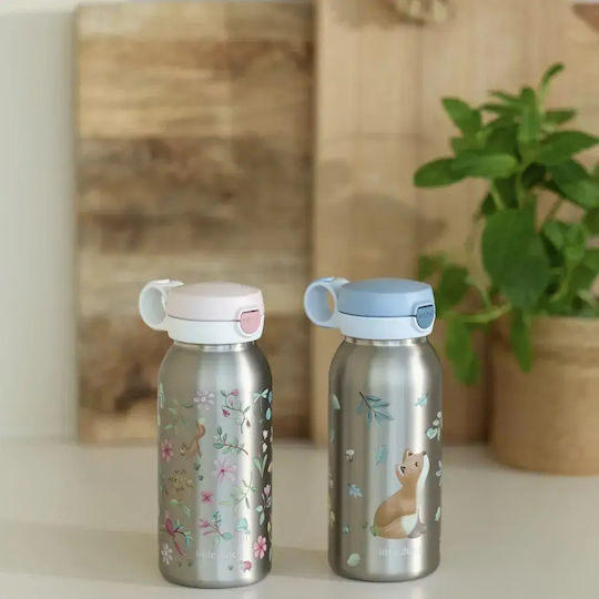 Flip-up Stainless Steel Kids Non-Spill Water Bottle Blue 600ml