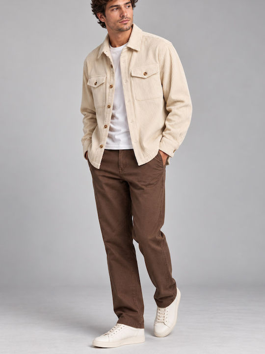 Long Sleeve Corduroy Overshirt Beige