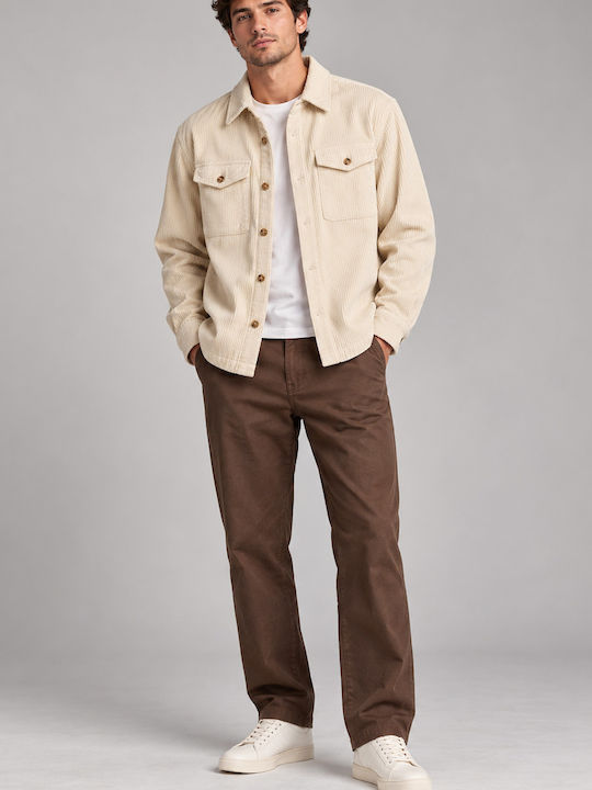 Long Sleeve Corduroy Overshirt Beige