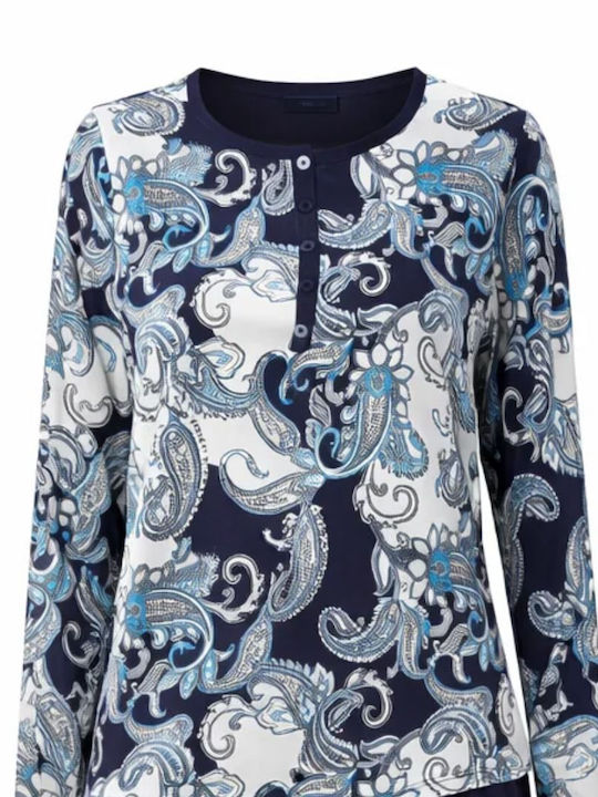 GoldenBay Winterliches Damen-Pyjama-Set Dunkelblau