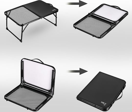 Nils Masă Metalică Pliabilă pentru Camping 60x40x25 cm Neagră