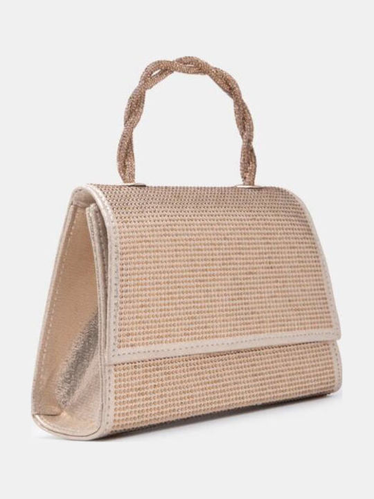 Bronzefarbene Damen-Clutch aus Stoff
