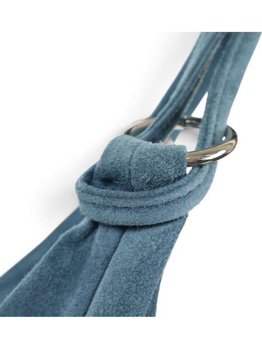Damen-Shopper aus Leder und Wildleder in Petrol