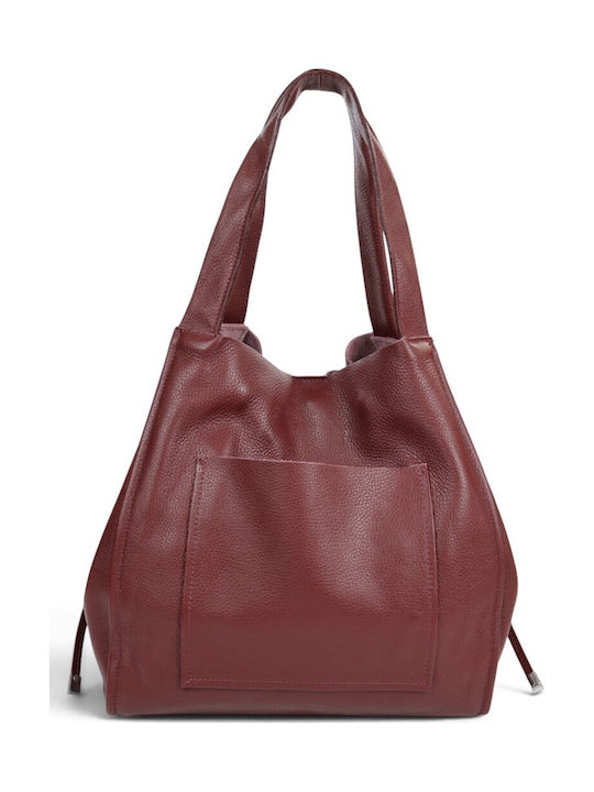 Burgundy Leather Women's Shopper Bag