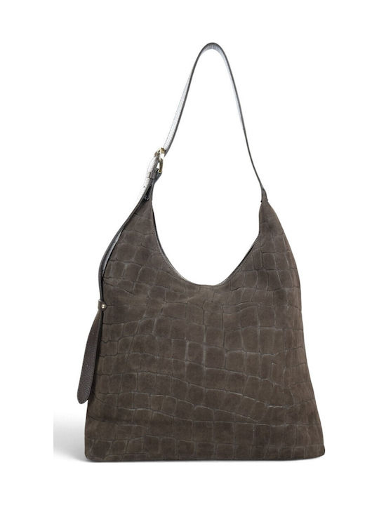Leather Women's Hobo Bag Suede Chocolate