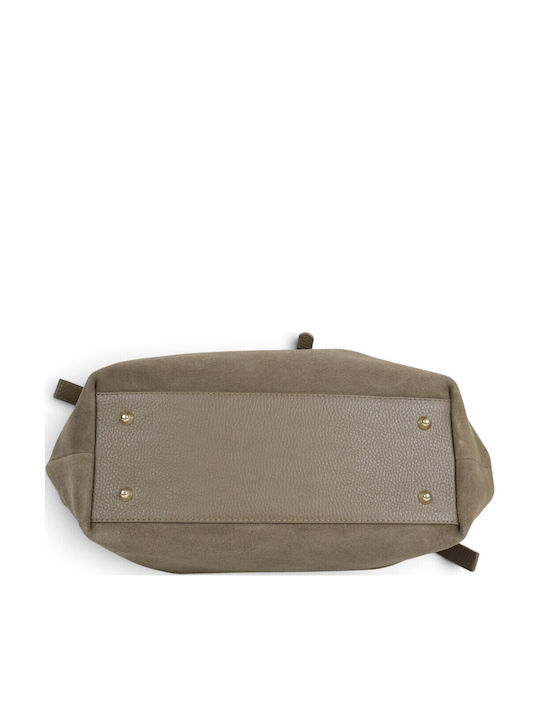 Leather Women's Shopper Bag Suede Taupe