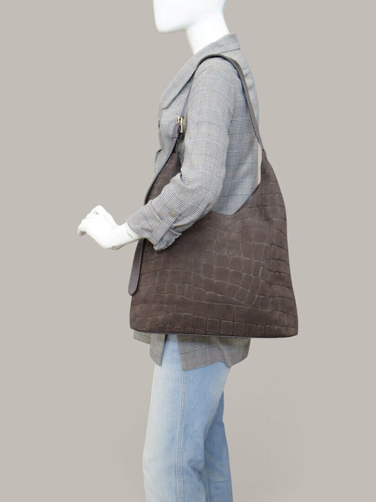 Leather Women's Hobo Bag Suede Chocolate