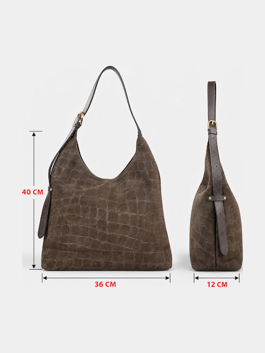 Leather Women's Hobo Bag Suede Chocolate