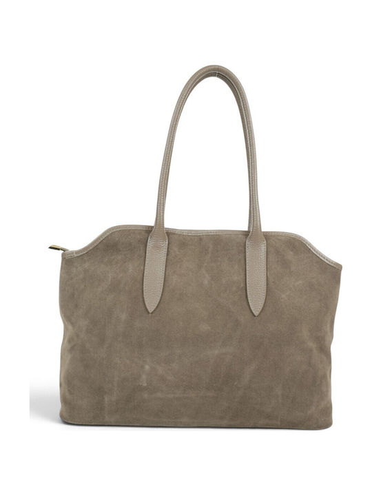 Leather Women's Tote Bag Suede Taupe