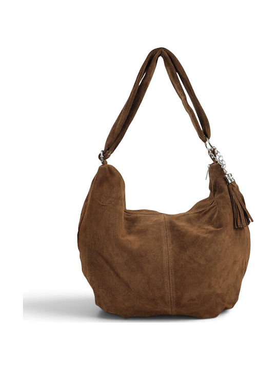 Leather Women's Shoulder / Crossbody Bag Suede Taupe