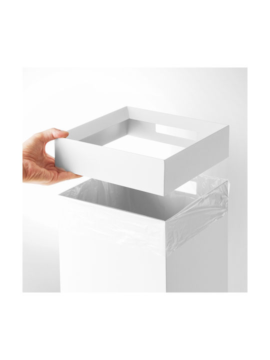 Yamazaki Tower Metal Waste Bin White 14 L 22.4x33.2 cm tall