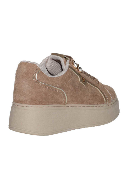 Damen Flatform-Sneakers Beige