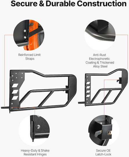 Vevor Jeep Tube Doors 4-Door Compatible with Jeep Wrangler JK Unlimited 2007-2018 Front & Rear Tubular Doors Alloy Steel Storage Bag Rubber Pads Heavy-Duty Hinges Latch O