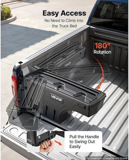 Vevor Truck Bed Storage Box Waterproof Wheel Well Tool Box ABS 25 L Anti-Theft Combination Lock Compatible with Dodge Ram 1500 2019–2023 Left Driver Side Drilling Required