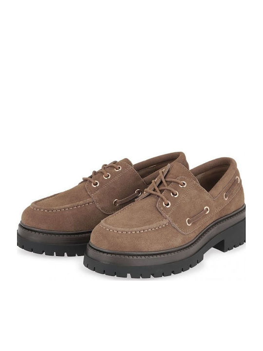 Δερμάτινα Γυναικεία Boat Shoes σε Καφέ Χρώμα