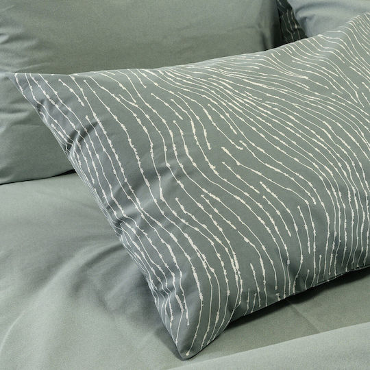Melinen Brooke Double Fitted Bed Sheet Set 150x200+32cm Brooke Grey (4pcs)