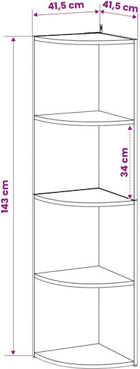 Corner Bookcase Grey Sonoma 41.5x41.5x143 cm