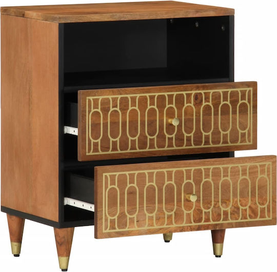 Wooden Bedside Table Brown 50x33x62cm