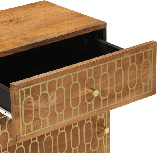 Wooden Bedside Table Brown 50x33x60cm
