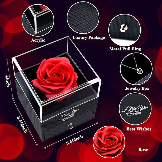 Eternal Rose Necklace Box “I Love You” 100 Languages Blue