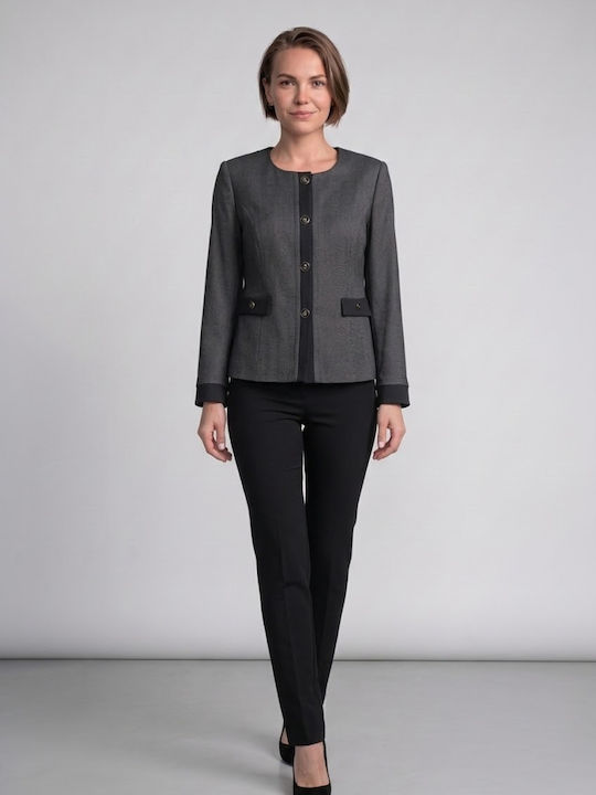 Fibes Langer Damenblazer Anthrazit Fibes Langer Damenblazer Anthrazit