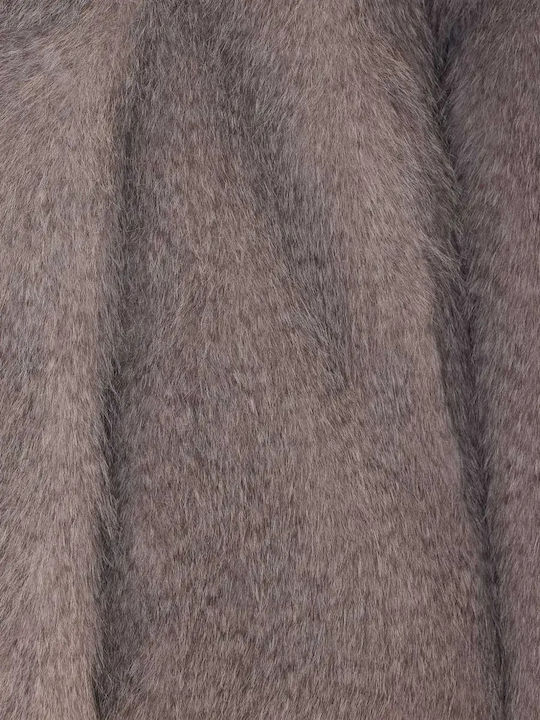 Късо дамско кожено палто Grey