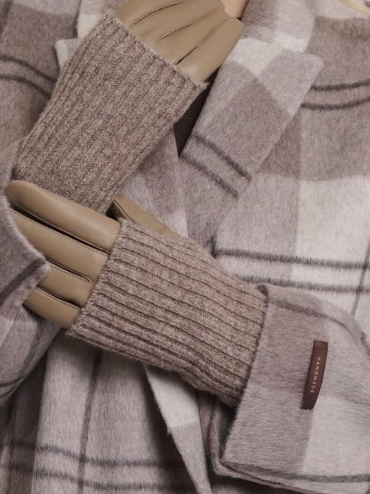 Bej Mănuși Tactile de Damă din Piele