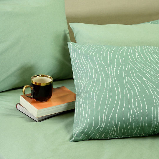 Melinen Single Duvet Set 160x240cm Brooke Aqua 350 GSM