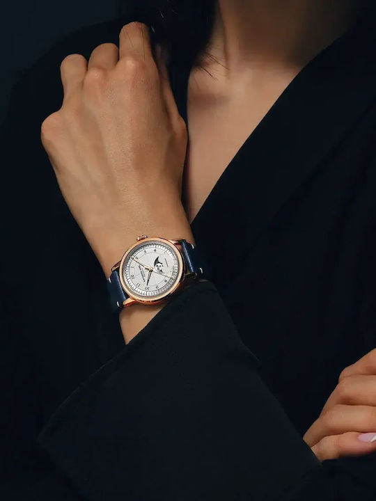 35mm Automatic Women's Watch with Blue Leather Strap