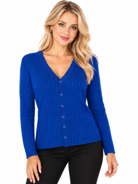 Women's Knitted Blue Cardigan WC-KW24-5011-27CA-BLUE