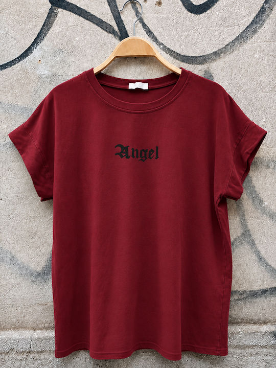Damen-T-Shirt Bordeaux Damen-T-Shirt Bordeaux