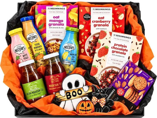 Halloween-Frühstücksbox Granola-Kekse & Bio-Getränke