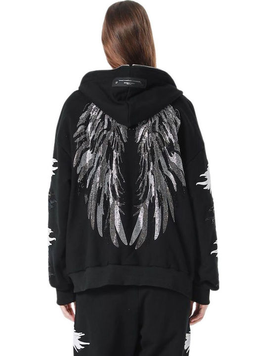 Mod Wave Movement Sweatjacke Schwarz mit Kapuze
