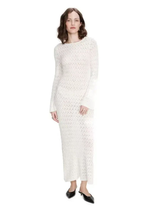 Rochie Maxi Tricou Tricotată Ecru